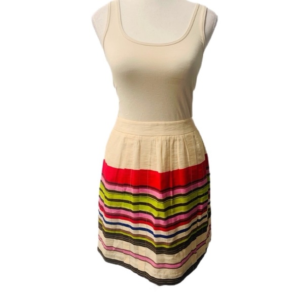 Loft Pleated Multi Coloured Striped Skirt Size XS - Picture 3 of 7